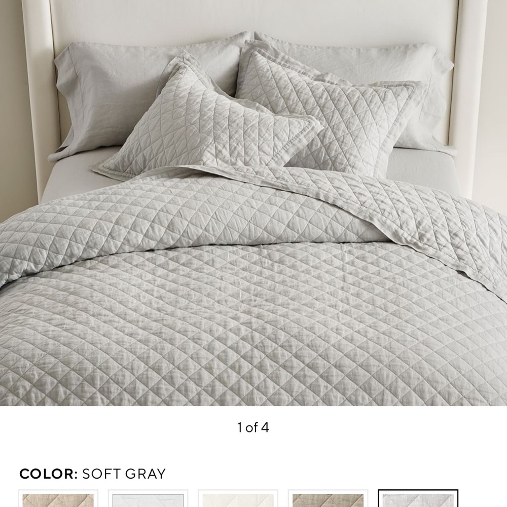 Pottery Barn Belgian Flax Linen Quilt